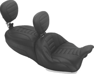 Mustang 15-21 Harley Freewheeler Std Touring Deluxe 1PC Seat w/Driver and Passenger Backrest - Black