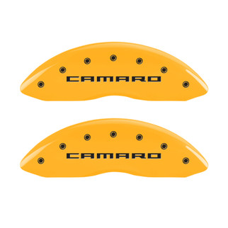 MGP 4 Caliper Covers Engraved Front & Rear Gen 5/Camaro Yellow finish black ch