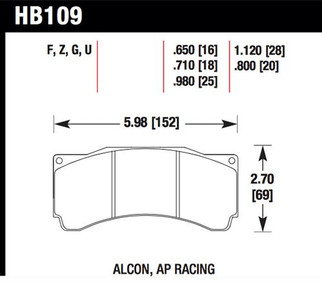 Hawk AP Racing/Alcon 29mm DTC-70 Race Rear Brake Pads