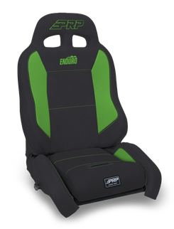 PRP EnduroCrawl Reclining Suspension Seat - Black/Green Vinyl - Driver