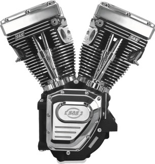 S&S Cycle 99-06 BT T124 Long Block Engine w/ 640 Cams - Wrinkle Black