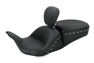 Mustang 08-21 Harley Electra Glide, Rd Glide, Rd King, Glide Lowdown 1PC Seat w/DBR Studs - Black