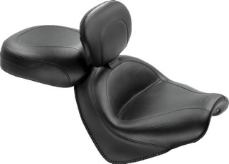 Mustang 04-09 Honda VTX1300C Wide Touring 2PC Seat w/Driver Backrest - Black