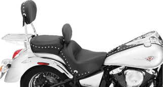 Mustang 06-21 Kawasaki Vulcan 900 Classic, Custom Touring 1PC Seat w/Driver Backrest Studs - Black