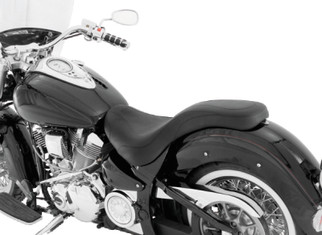 Mustang 05-17 Harley Deluxe (With Standard Rack) Wide Touring Solo Seat w/Studs - Black