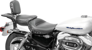 Mustang 04-21 Harley Sportster Wide Touring 1PC Seat w/Studs- Black