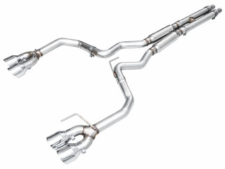 AWE 2024 Ford Mustang Dark Horse S650 RWD Track Edition Cat-Back Exhaust w/ Quad Chrome Silver Tips