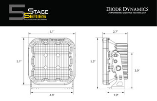 Diode Dynamics SS5 LED Pod Sport - Yellow Flood (Pair)