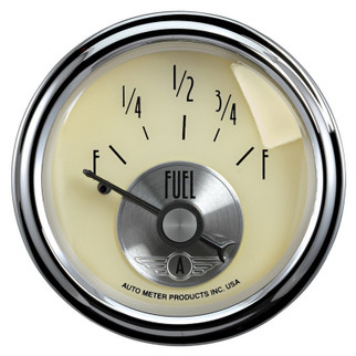 AutoMeter Gauge Fuel Level 2-1/16in. 0 Ohm(e) to 90 Ohm(f) Elec Prestige Antique. Ivory