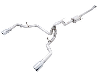 AWE Tuning 0FG 21+ Ford F150 Dual Split Rear Exhaust - 5in Chrome Silver Tips