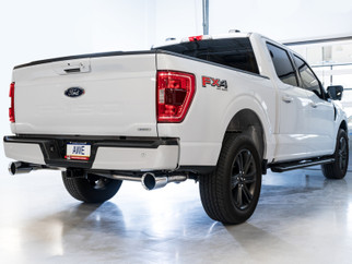 AWE Tuning 0FG 21+ Ford F150 Dual Split Rear Exhaust - 5in Chrome Silver Tips