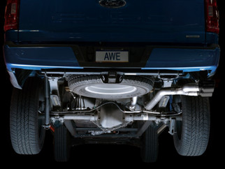 AWE 21+ Ford F150 Dual Side Exit Cat-Back Exhaust - 4.5in Diamond Black Tips *For Stock Y-Pipe Only