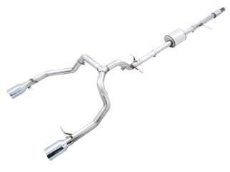AWE Tuning 4th Gen GM 1500 5.3L 0FG Cat-Back Split Rear Exit (Flat Bumper) - Quad Chrome Tips