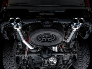 AWE Tuning 4th Gen GM 1500 6.2L 0FG Cat-Back Split Rear Exit (w/ Bumper Cutouts) - Quad Chrome Tips