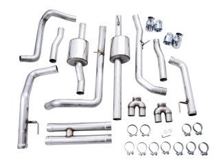 AWE Tuning 4th Gen GM 1500 6.2L 0FG Cat-Back Split Rear Exit (w/ Bumper Cutouts) - Quad Chrome Tips