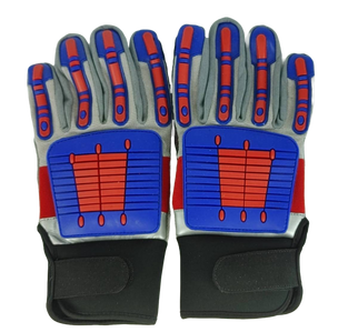 Granatelli X-Large Off Road Style Work Gloves - Red/Blue/Gray/Black
