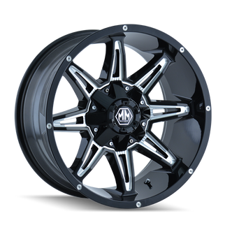 Mayhem 8090 Rampage 20x9 / 5x127 BP / 0mm Offset / 87mm Hub Black w/ Milled Spokes Wheel