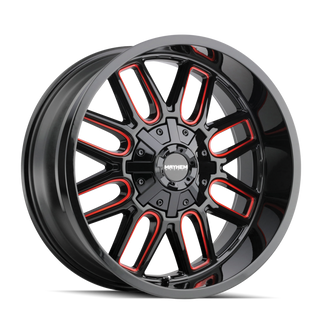 Mayhem 8107 Cogent 20x9 / 5x139.7 BP / 0mm Offset / 110mm Hub Black w/ Prism Red Wheel