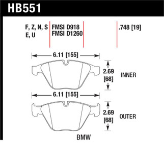 Hawk 07-09 BMW 335d/335i/335xi / 08-09 328i/M3 Performance Ceramic Street Front Brake Pads