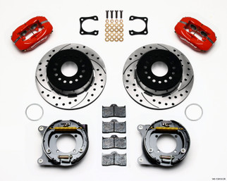 Wilwood Forged Dynalite P/S Park Brake Kit Drilled Red Chevy 12 Bolt-Spec 3.15in Brng Staggered mt