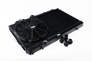 CSF 01-07 Mitsubishi Evo 7/8/9 Full-Slim Radiator w/12in Fan & Shroud/-16AN - Black
