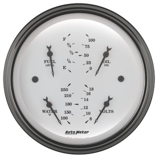 AutoMeter Gauge Quad 3-3/8in. 0 Ohm(e) to 90 Ohm(f)Elec Old Tyme White