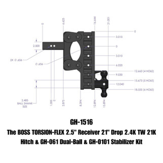 Gen-Y The Boss Torsion-Flex 2.5in Receiver 21in Drop Hitch w/GH-061 Dual-Ball/Stabilizer Kit