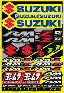 Decal Sheet Suzuki Rmz 12"x18"