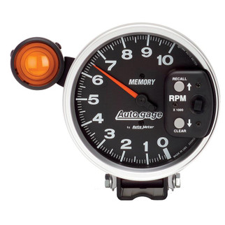 AutoMeter Gauge Tachometer 5in. 10K RPM Pedestal W/ Peak Memory Silver Auto Gage