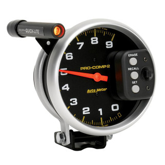 AutoMeter Gauge Tach 5in. 9K RPM Pedestal W/ Quick Lite & Peak Memory Pro-Comp