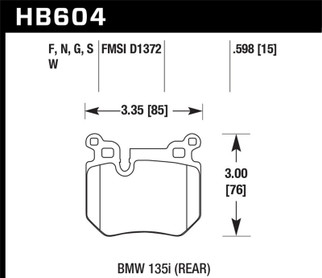 Hawk 08-13 BMW 135i 3.0L Base Rear ER-1 Brake Pads