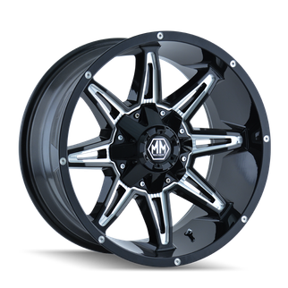 Mayhem 8090 Rampage 17x9 / 6x135 BP / 18mm Offset / 106mm Hub Black w/ Milled Spokes Wheel