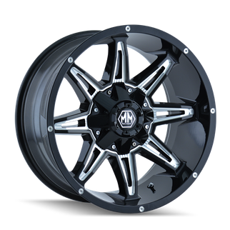 Mayhem 8090 Rampage 17x9 / 6x135 BP / 18mm Offset / 106mm Hub Black w/ Milled Spokes Wheel