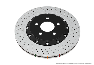 DBA 10-15 Chevrolet Camaro SS V8 Front 5000 Series Cross Drilled Rotor w/Black Hat
