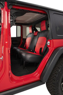 PRP 2018+ Jeep Wrangler JLU/4 door Rear Bench Cover with Cloth Interior - Black/Red