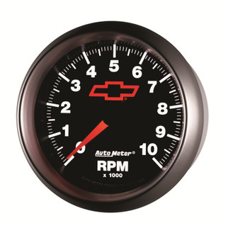 AutoMeter Gauge Tachometer 3-3/8in. 10K RPM In-Dash Chevy Red Bowtie Black