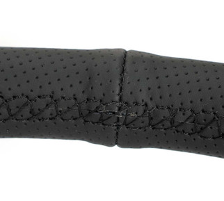 NRG Reinforced Stealth Wheel (380mm) 3 Spoke Center 1in Deep Dish - Perforated Leather Black Stitch