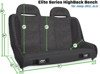 PRP Jeep Wrangler JKU/JLU  Elite Series Suspension Bench Seat