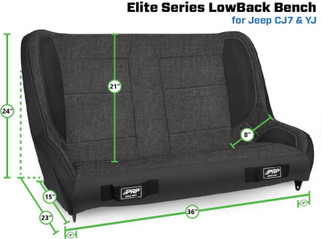 PRP Jeep CJ-7/Wrangler YJ Elite Series Suspension Bench Seat