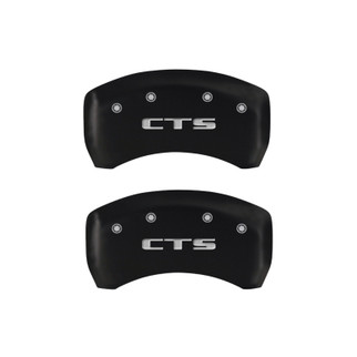 MGP 4 Caliper Covers Engraved Front Cursive/Cadillac Engraved Rear CTS Red finish silver ch