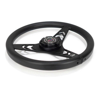 NRG Aluminum Steering Wheel 330mm - Arow Cutout - Ergonomic Grip - Anadized Black