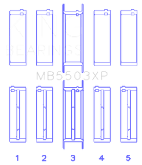 King Engine Bearings Ford V8 351ci 5.8L 16V (Size .010 Oversized) Performance Main Bearing Set