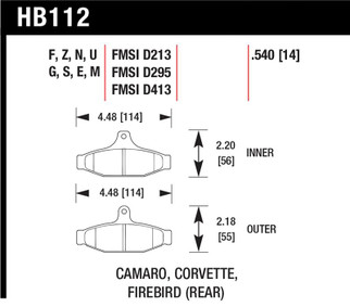 Hawk 84-96 Corvette /88.5-97 Pontiac Firebird HP+ Street Rear Brake Pad