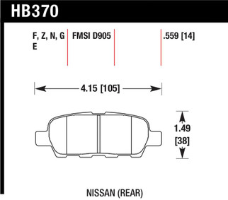 Hawk 03-07 350z / G35 / G35X w/o Brembo Performance Ceramic Street Rear Brake Pads