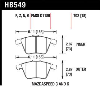 Hawk 07-08 Mazdaspeed3/06-07 Mazdaspeed6 HP+ Street Front Brake Pads