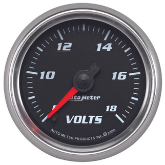 Autometer Pro-Cycle Gauge Voltmeter 2 1/16in 18V Digital Stepper Motor Black