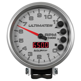 Autometer 5 inch Ultimate III Playback Tachometer 9000 RPM - Silver