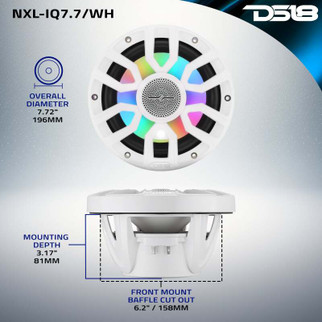 DS18 7.7in 2-Way 175 Watts RMS 4ohm Dgtl LED Lights Bullet Tweeter Cvrs Incl Wht Built-in Deck Light
