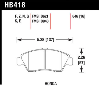 Hawk 02-06 RSX (non-S) Front / 03-11 Civic Hybrid / 04-05 Civic Si HP DTC-60 Front Race Brake Pads