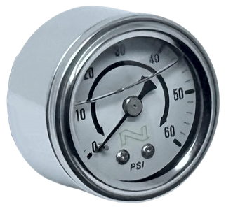 NAMZ NOS White Oil Pressure Gauge W/Black Cup/Liquid Filled 60-psi Gauge W/Male 1/8in Pipe-Thread